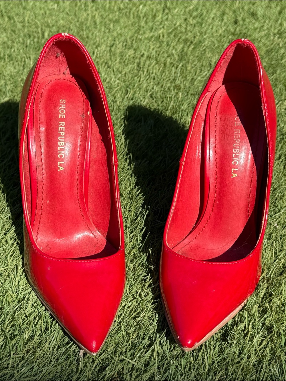 Shoe Republic LA Red Pointed-Toe Stiletto Pumps
